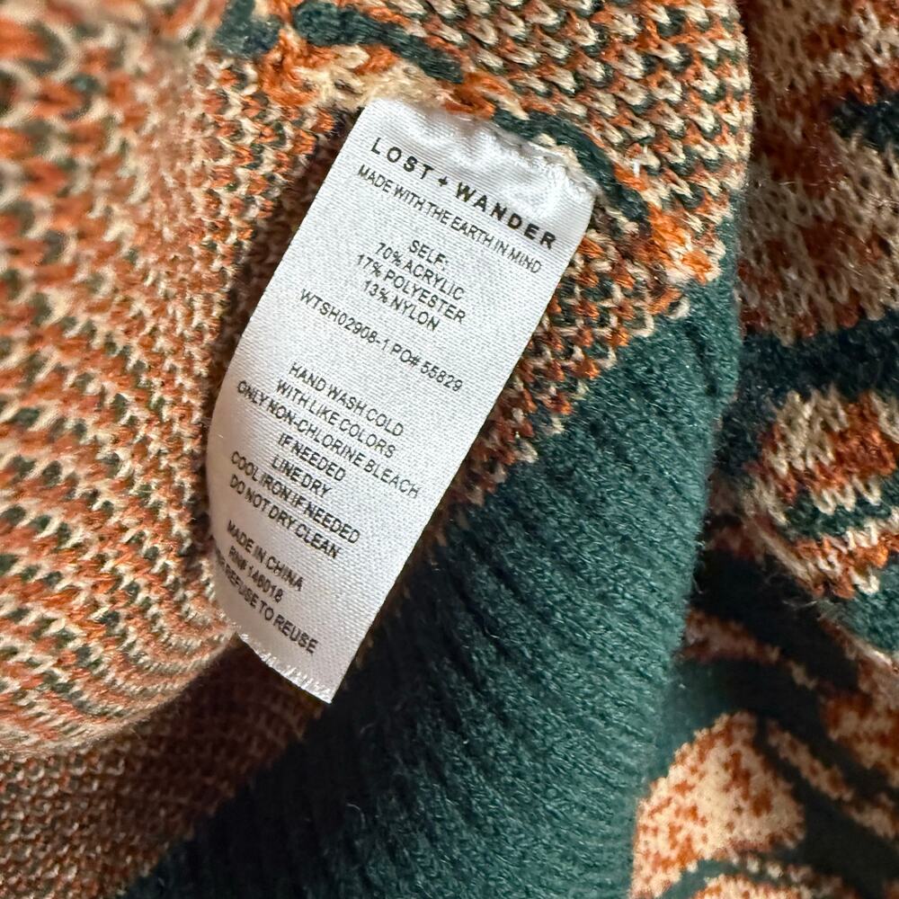 Lost + Wander Rosetta Green Floral Knit Crewneck Pullover Sweater Size S - Picture 9 of 10